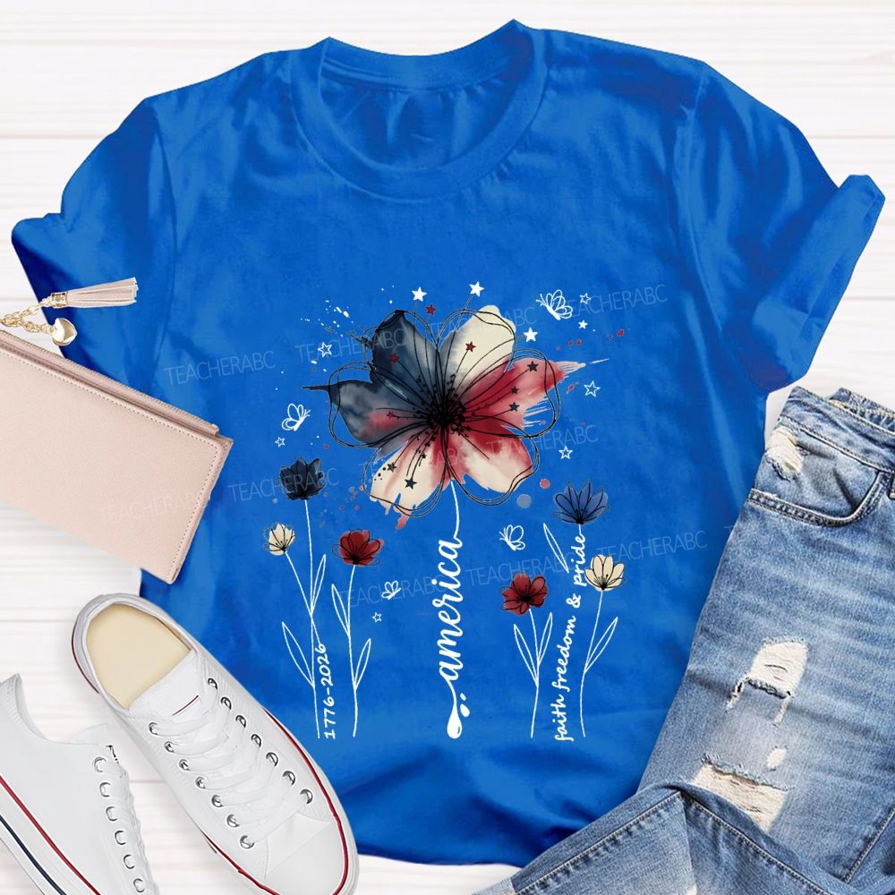 Blooming With Faith Freedom And American Pride T-shirt