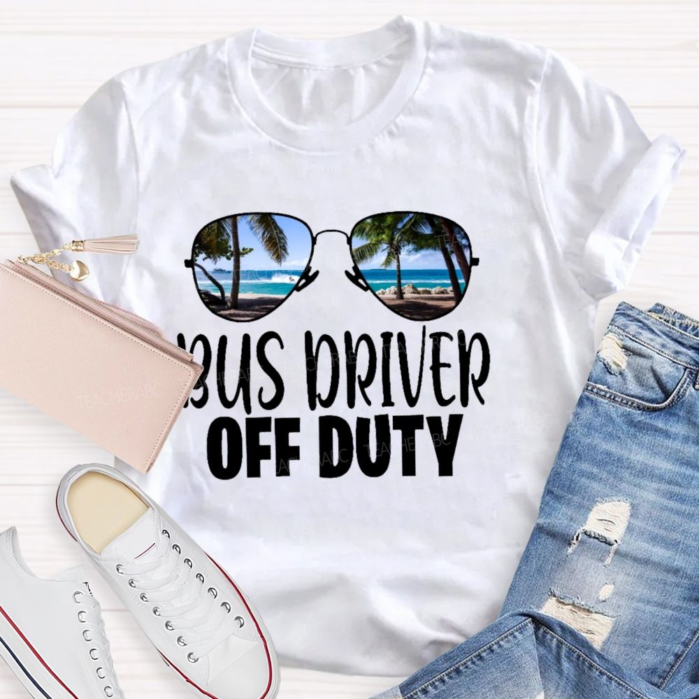 Bus Driver Off Duty Sunglasses Pattern  Teacher T-shirt