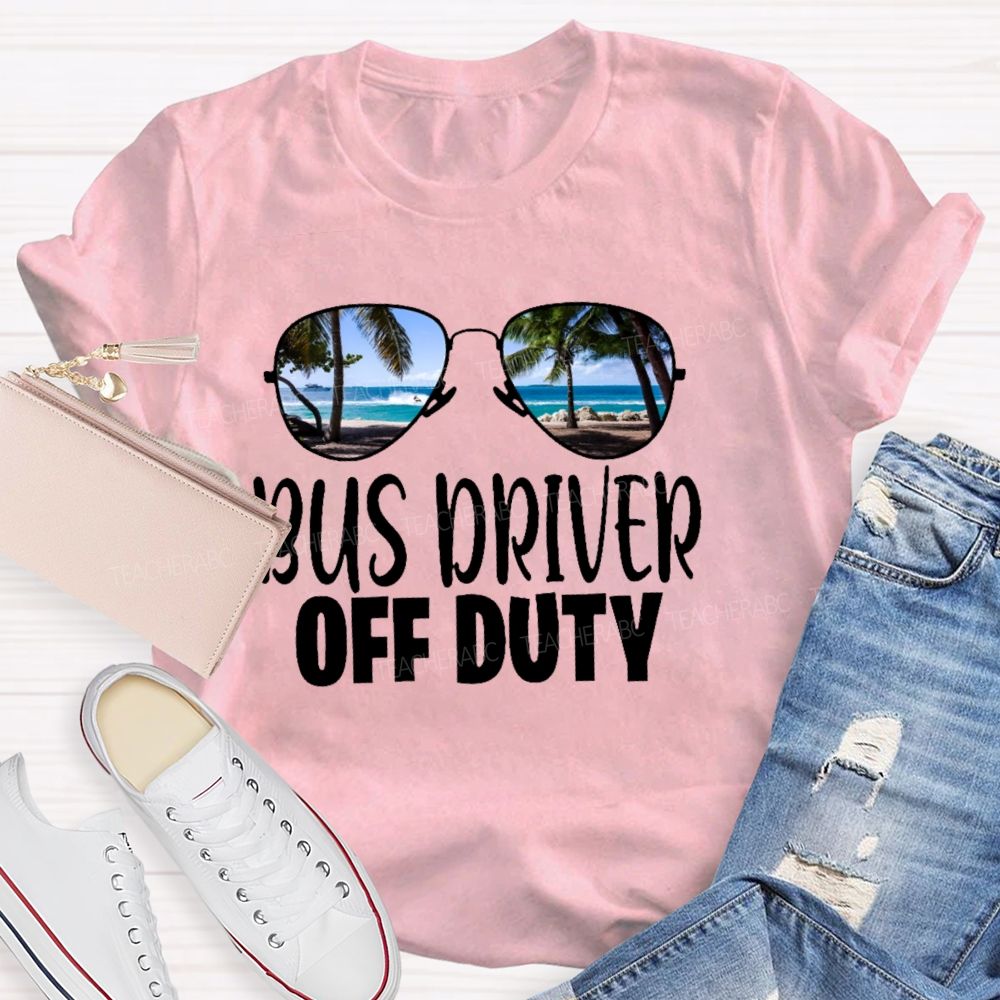 Bus Driver Off Duty Sunglasses Pattern  Teacher T-shirt
