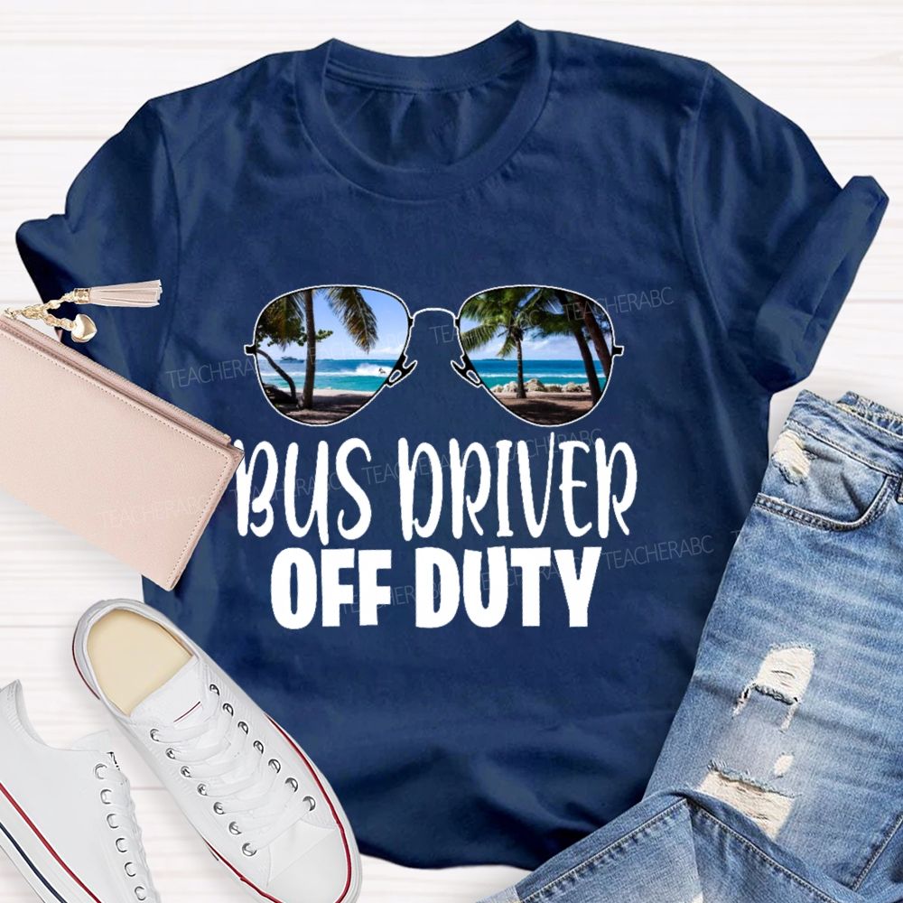 Bus Driver Off Duty Sunglasses Pattern  Teacher T-shirt