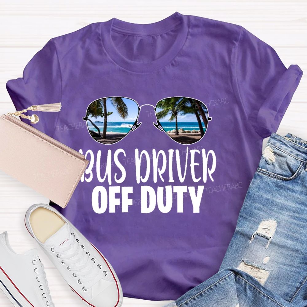 Bus Driver Off Duty Sunglasses Pattern  Teacher T-shirt