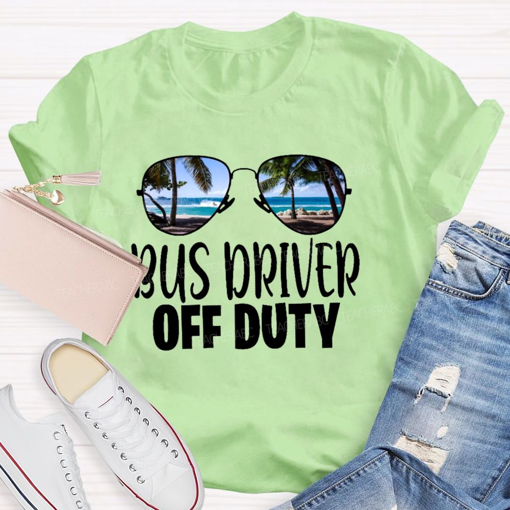 Bus Driver Off Duty Sunglasses Pattern  Teacher T-shirt