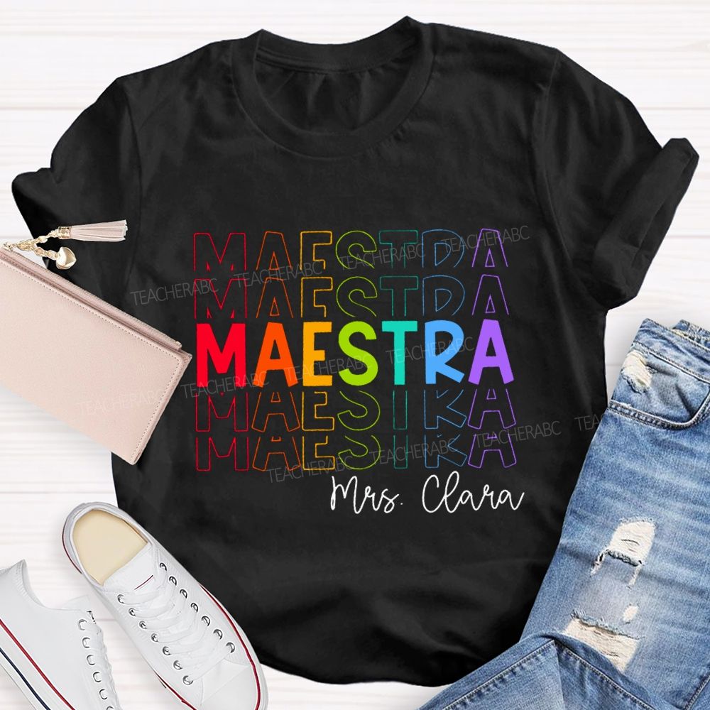 Personalized Colored Words Teacher T-Shirt