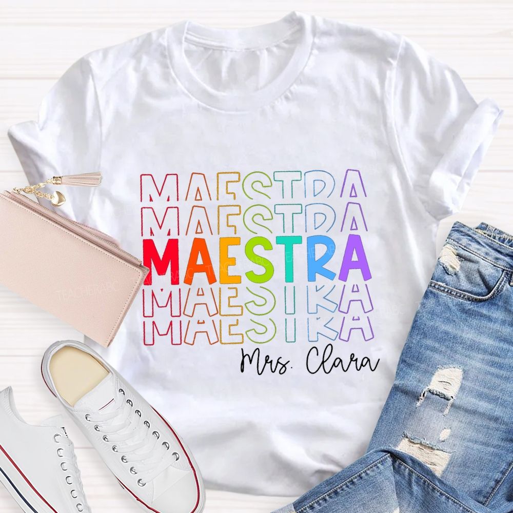 Personalized Colored Words Teacher T-Shirt