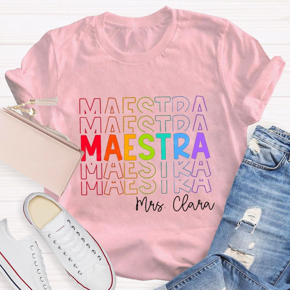 Personalized Colored Words Teacher T-Shirt