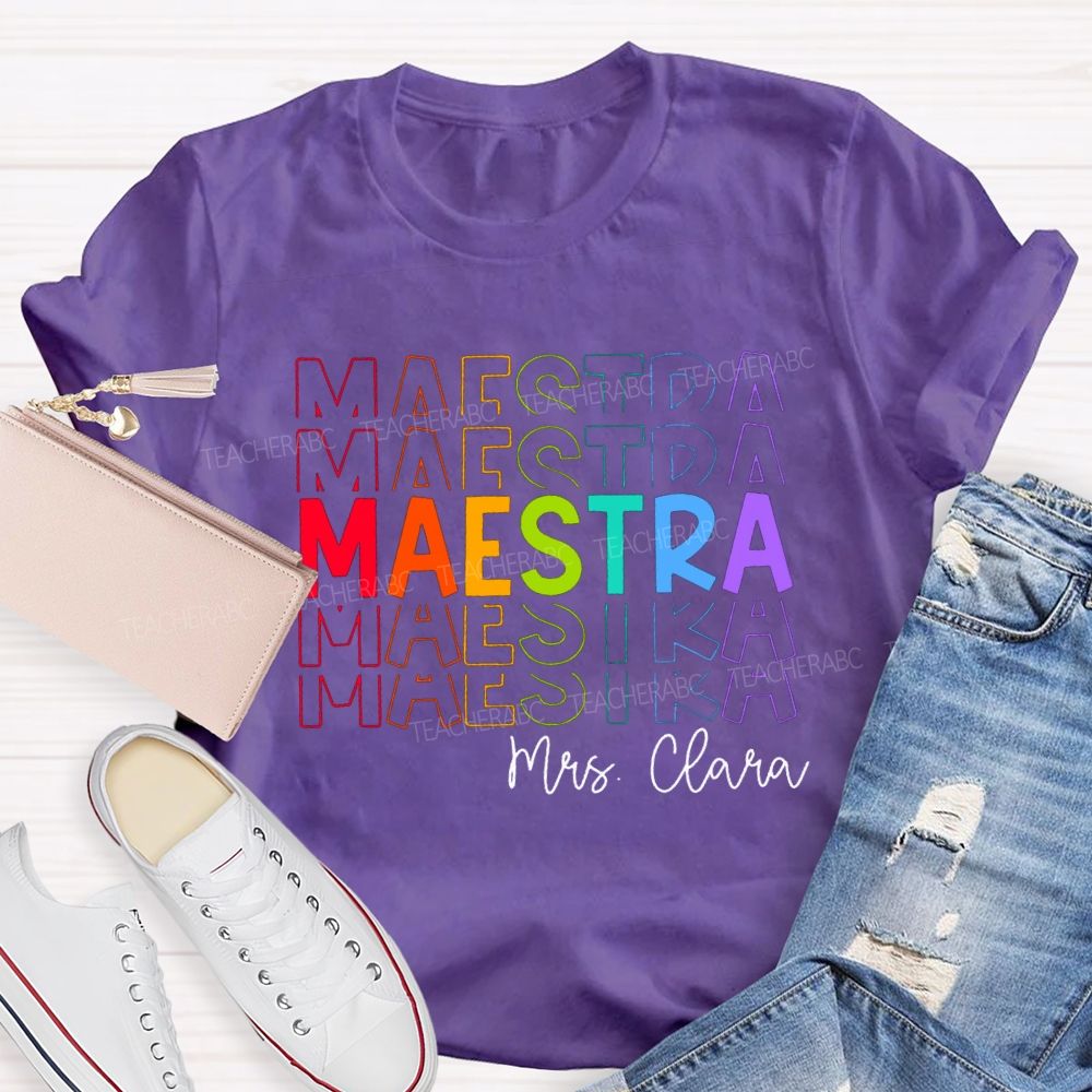 Personalized Colored Words Teacher T-Shirt