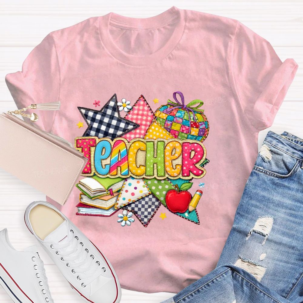 Teacher Star Pattern Apple  Teacher T-shirt