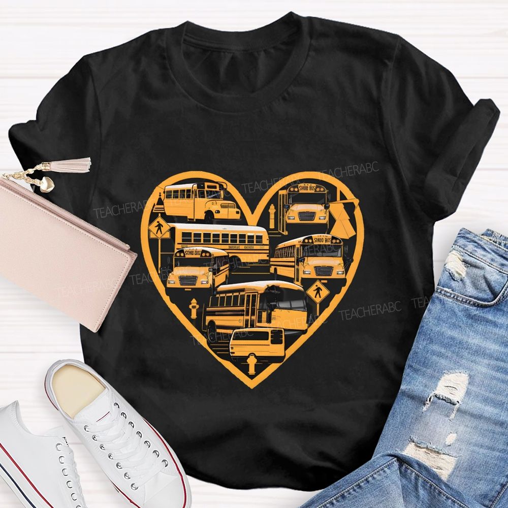 School Bus Driver And Heart T-shirt