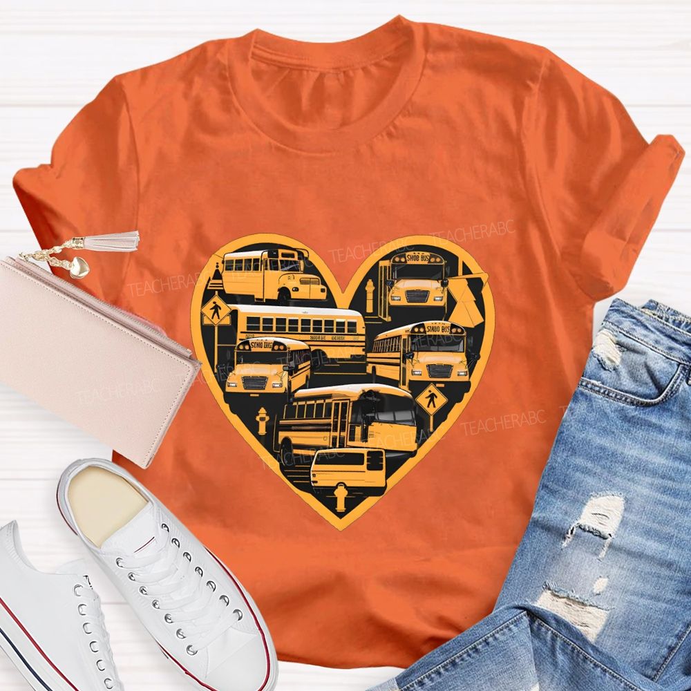 School Bus Driver And Heart T-shirt