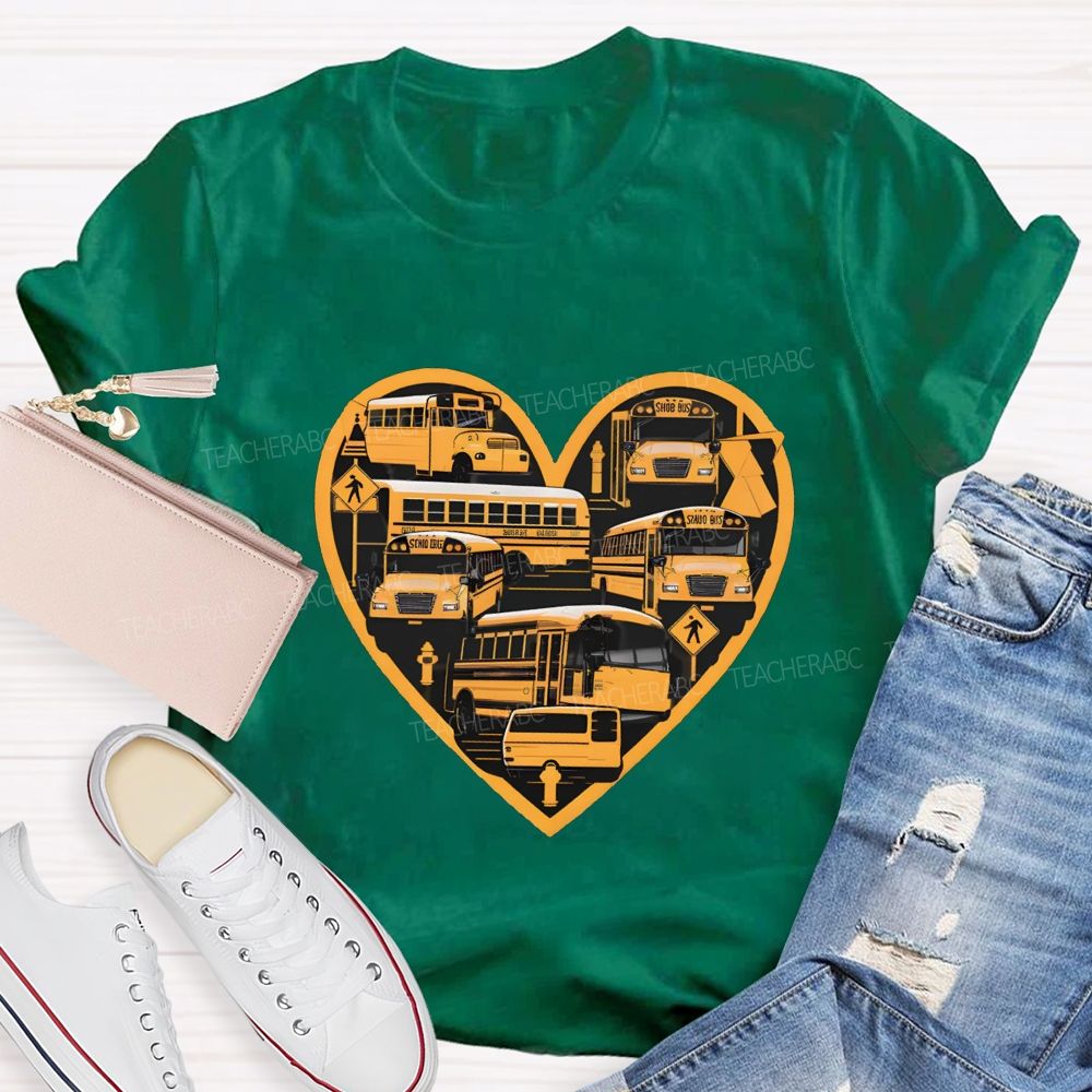 School Bus Driver And Heart T-shirt