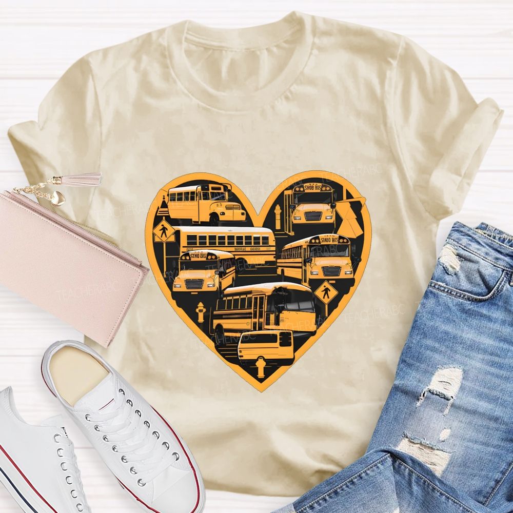 School Bus Driver And Heart T-shirt