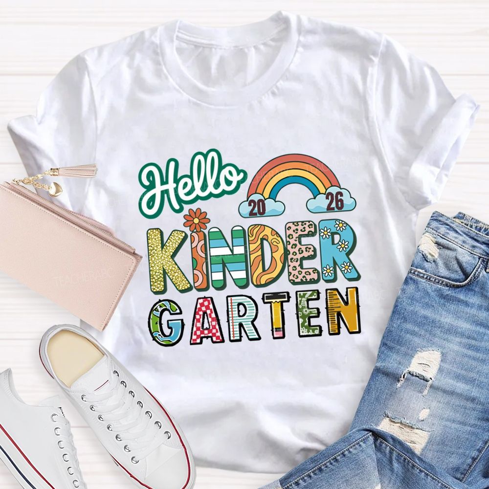 Personalized Grade Hello 2026 Kindergarten Teacher T-shirt
