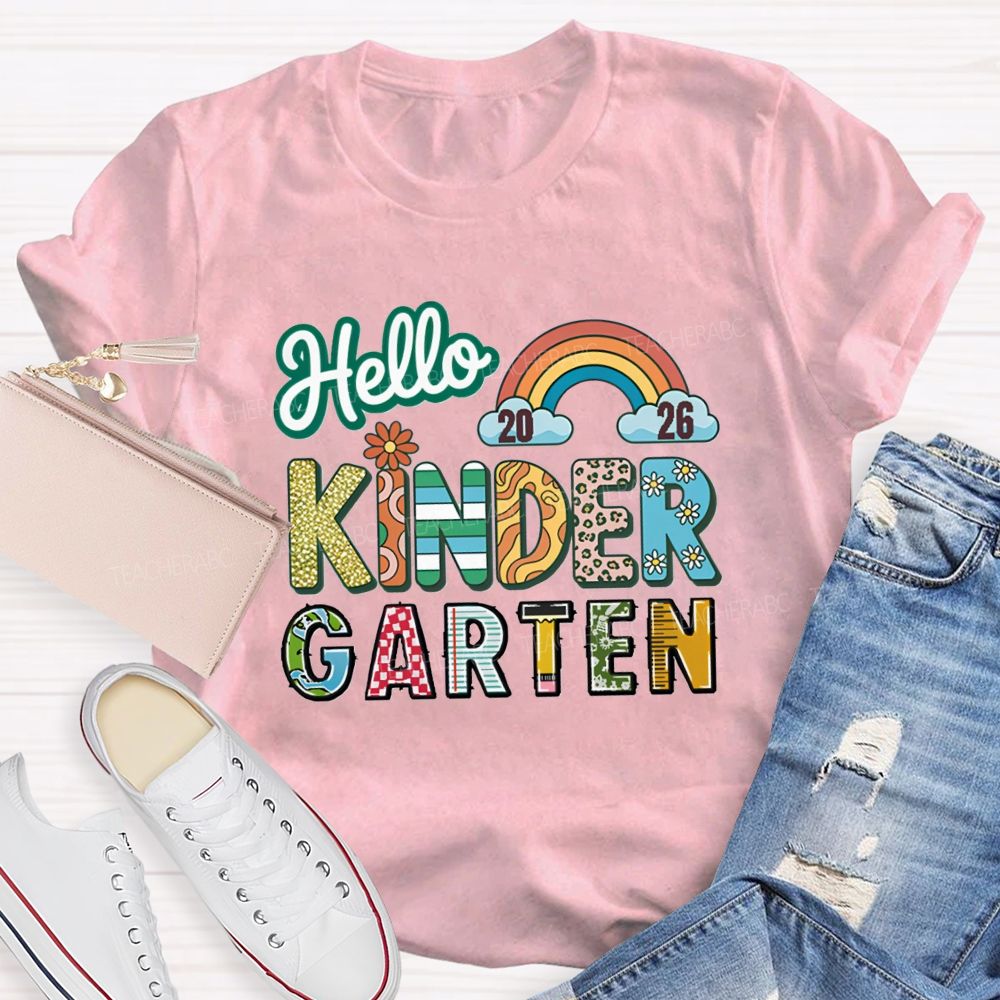 Personalized Grade Hello 2026 Kindergarten Teacher T-shirt