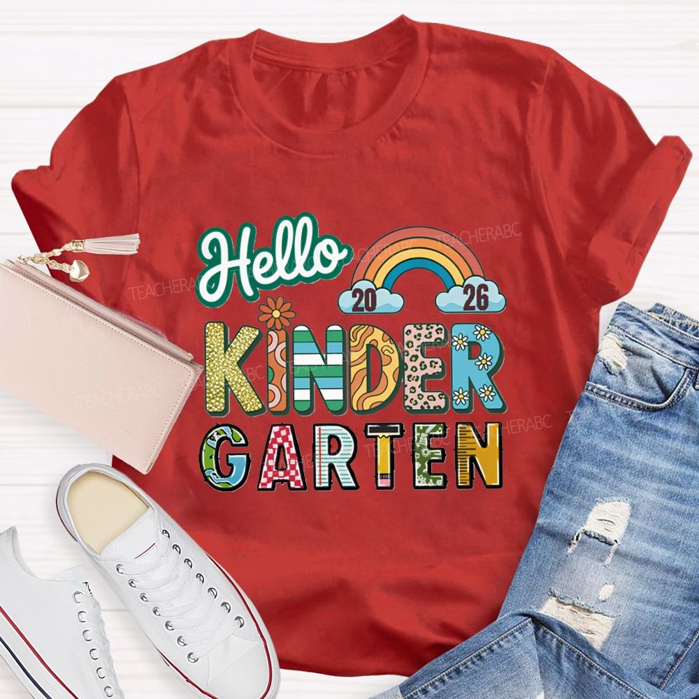 Personalized Grade Hello 2026 Kindergarten Teacher T-shirt