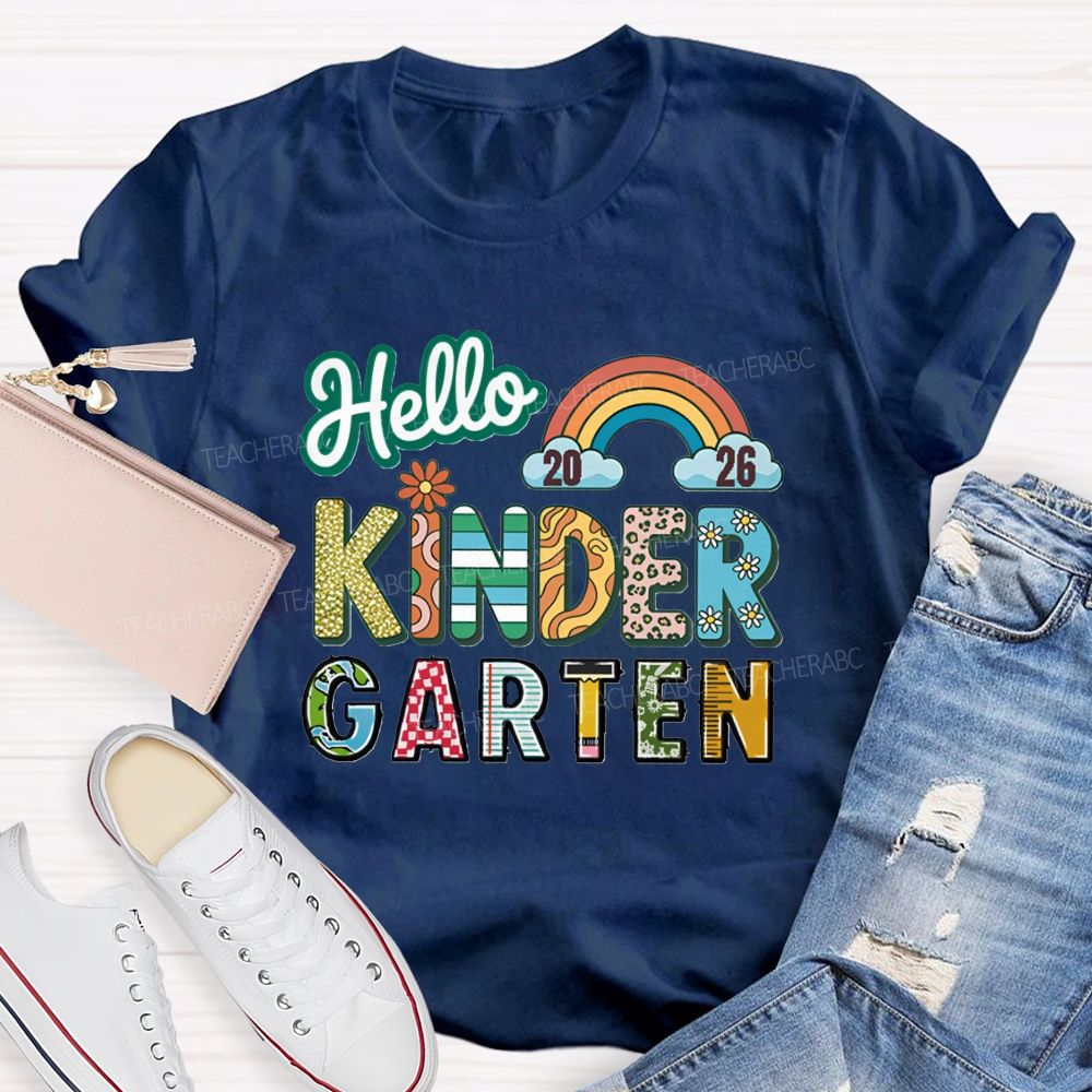 Personalized Grade Hello 2026 Kindergarten Teacher T-shirt