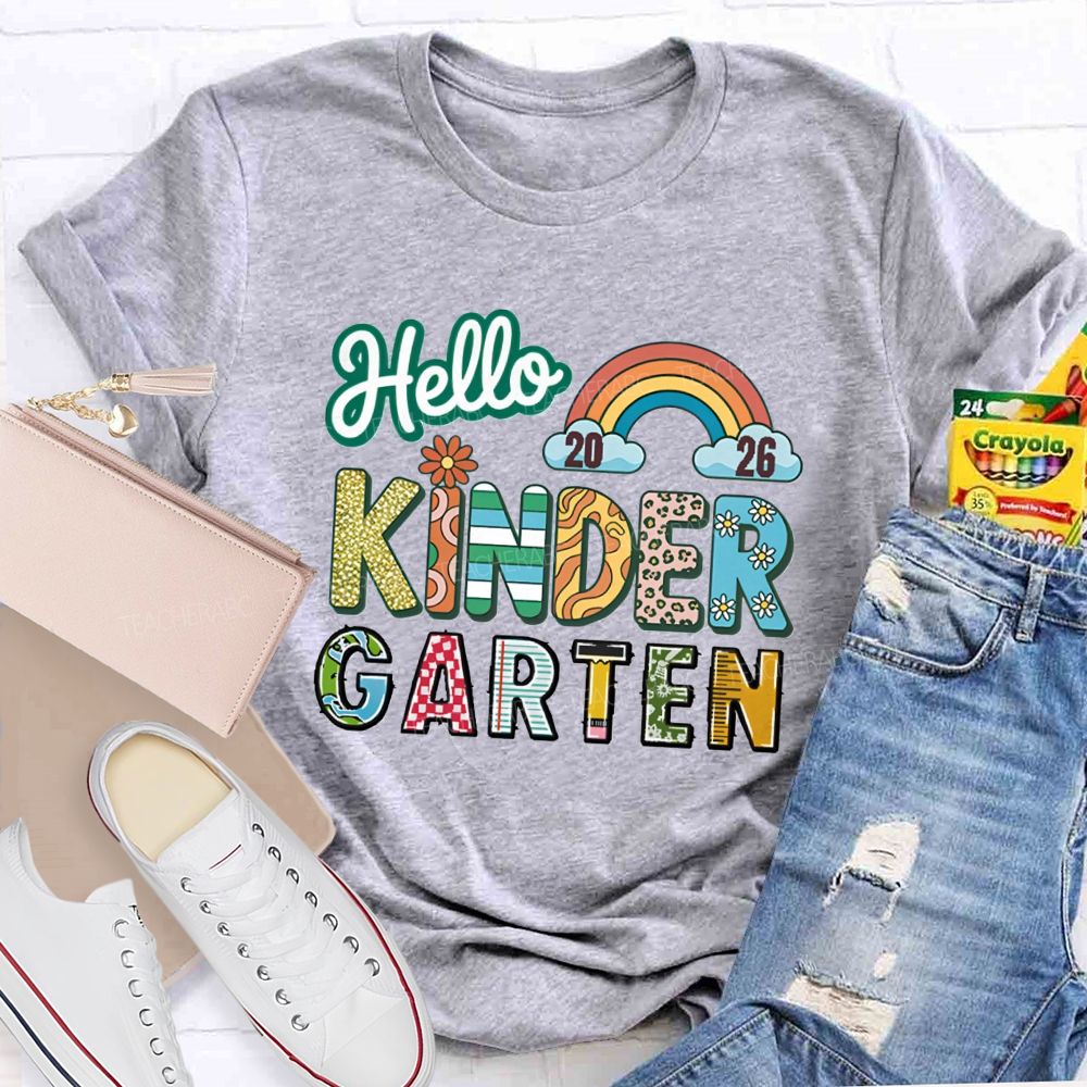 Personalized Grade Hello 2026 Kindergarten Teacher T-shirt