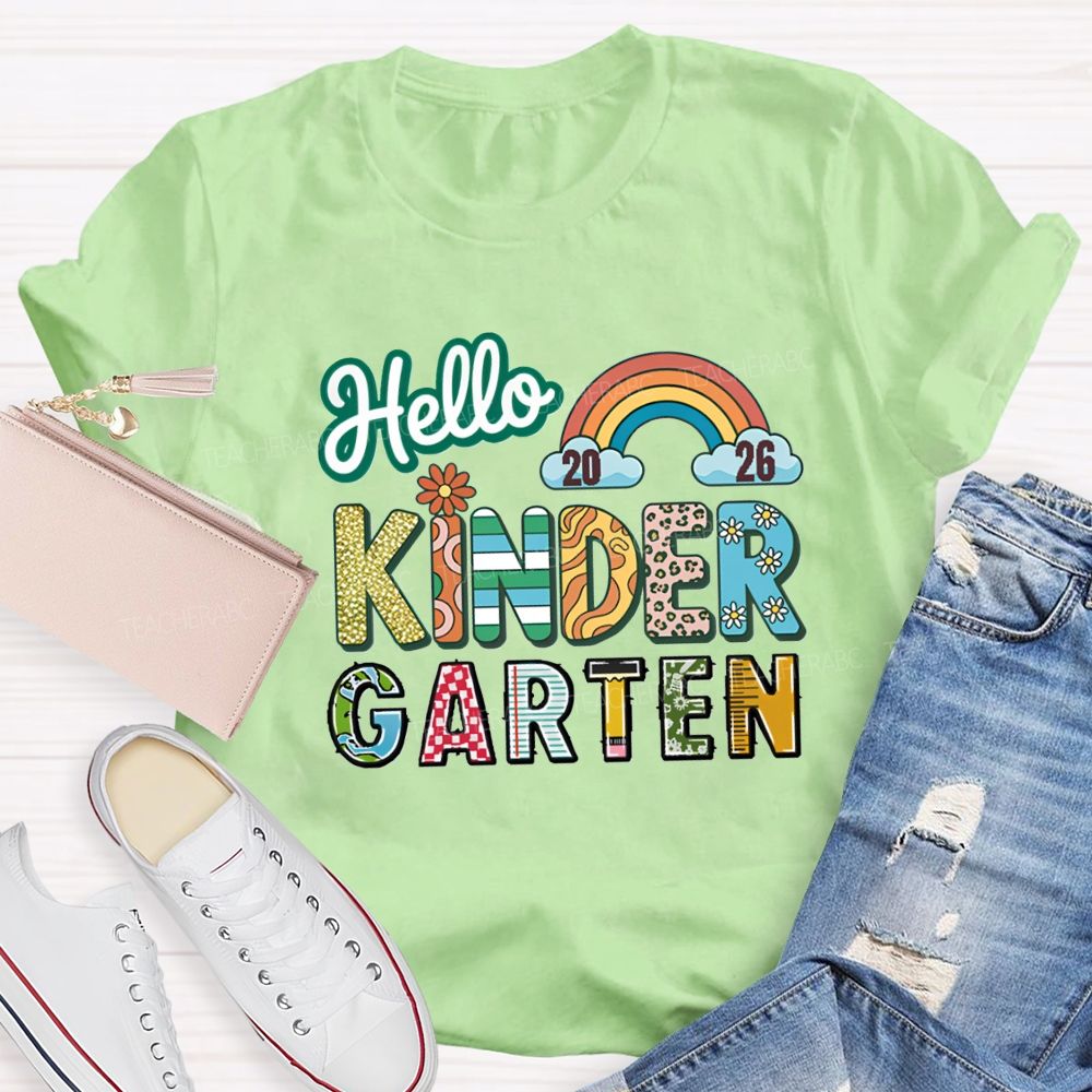 Personalized Grade Hello 2026 Kindergarten Teacher T-shirt