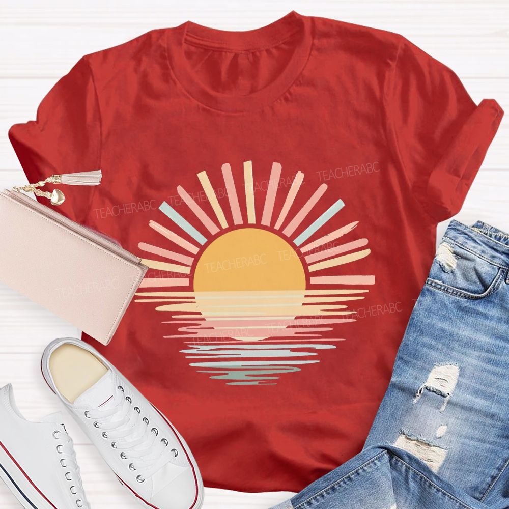 Sunset And Evening Glow Summer Break Teacher T-shirt