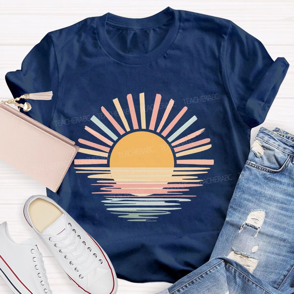 Sunset And Evening Glow Summer Break Teacher T-shirt
