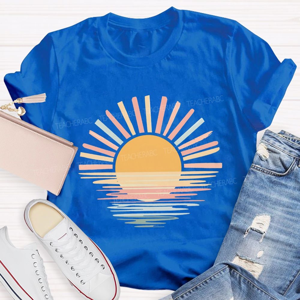 Sunset And Evening Glow Summer Break Teacher T-shirt