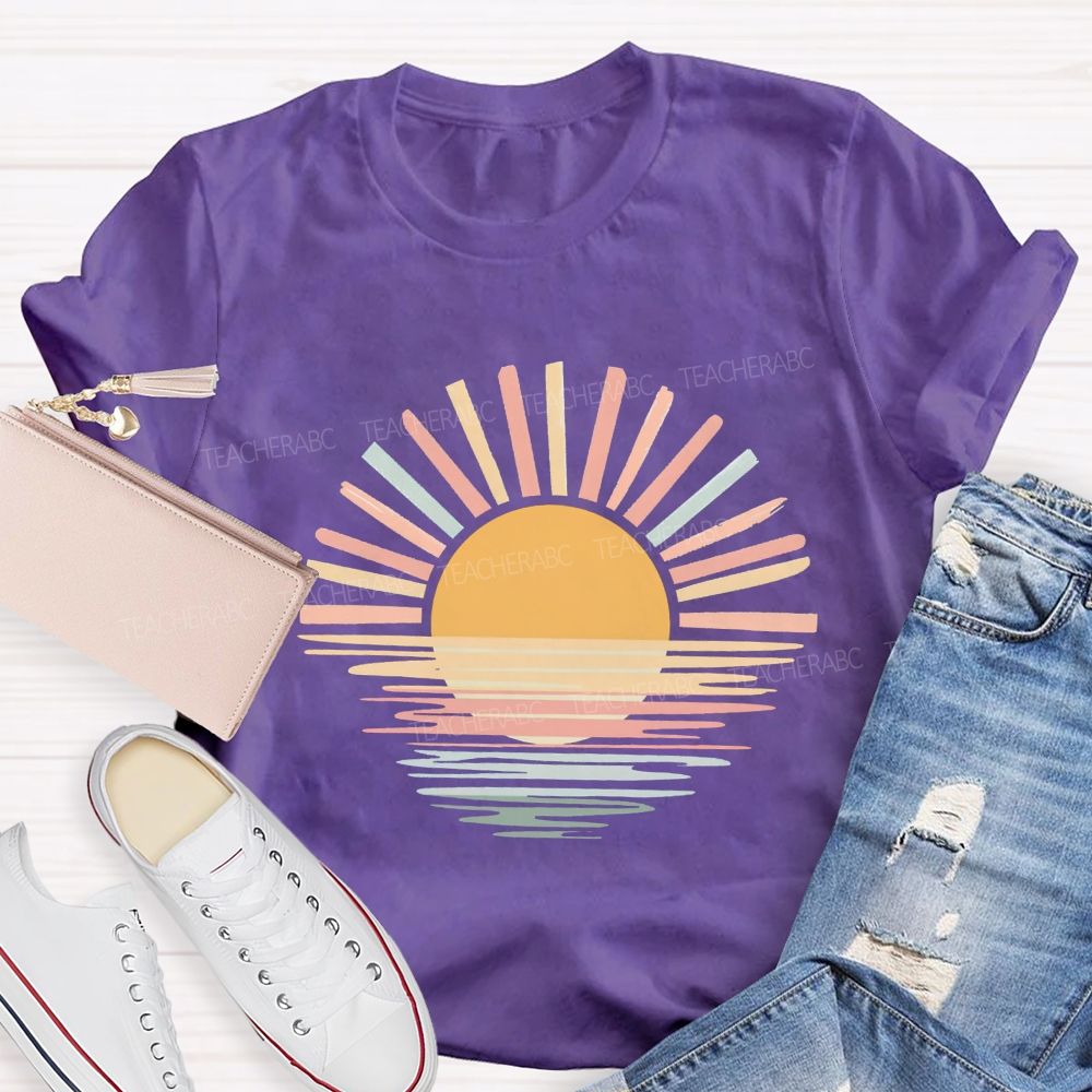 Sunset And Evening Glow Summer Break Teacher T-shirt