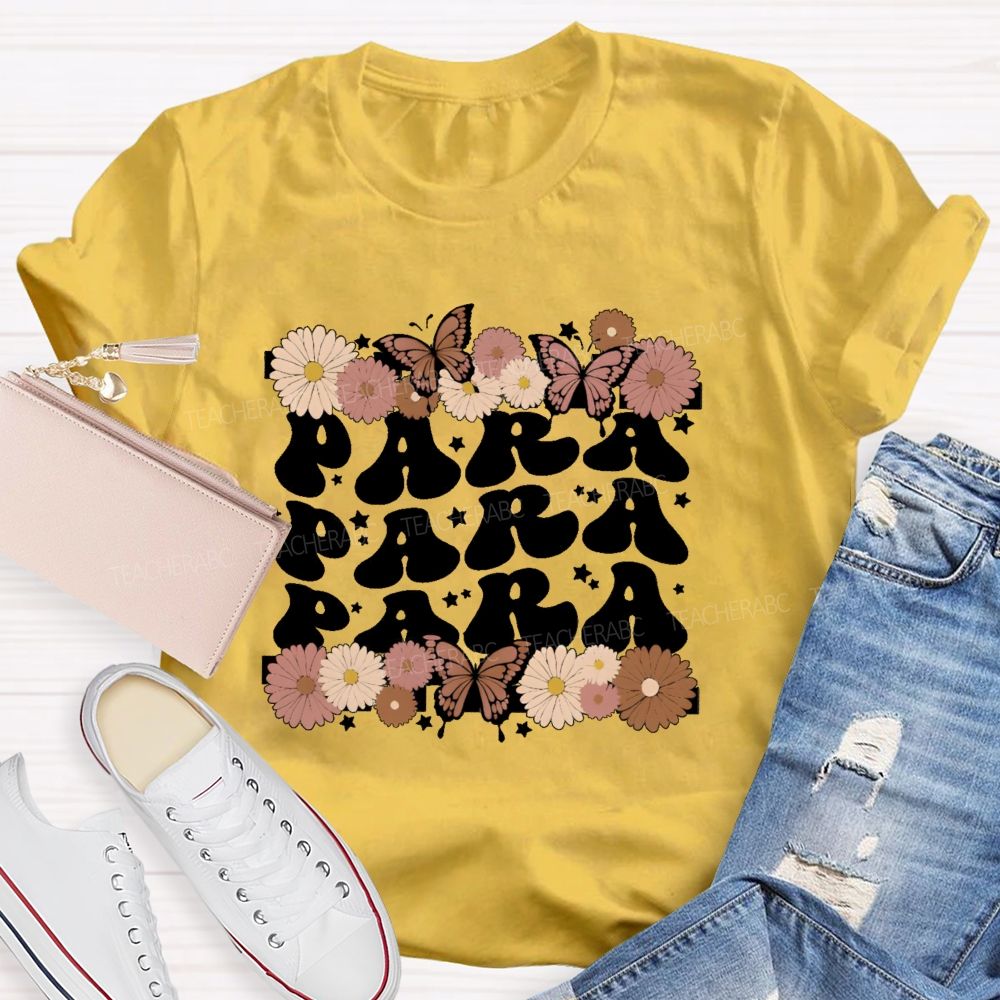 Para  Butterfly  Letters  Teacher T-shirt