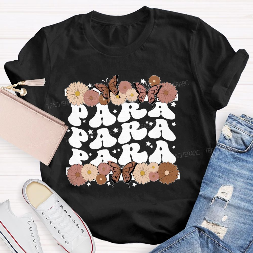 Para  Butterfly  Letters  Teacher T-shirt