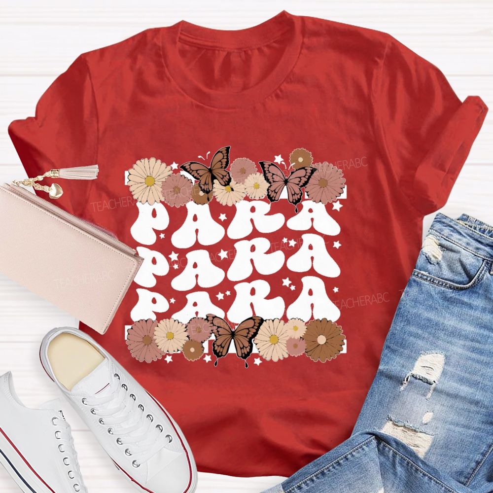 Para  Butterfly  Letters  Teacher T-shirt