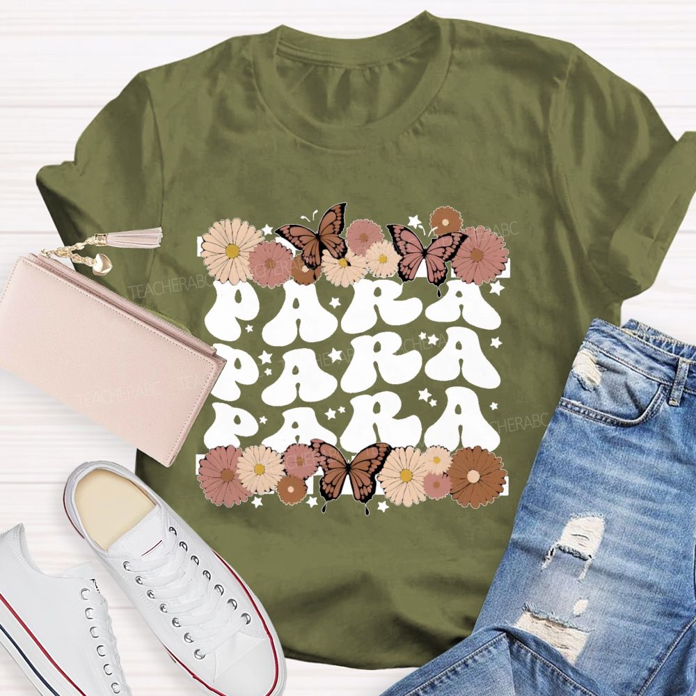 Para  Butterfly  Letters  Teacher T-shirt