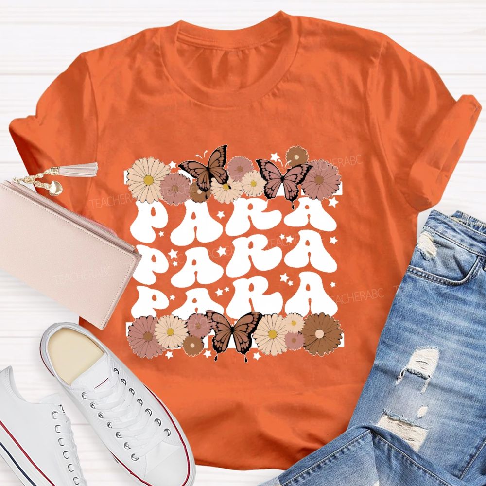 Para  Butterfly  Letters  Teacher T-shirt