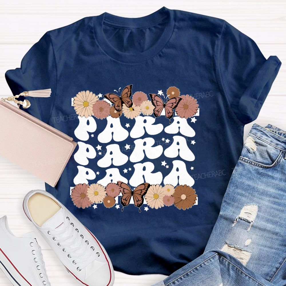 Para  Butterfly  Letters  Teacher T-shirt