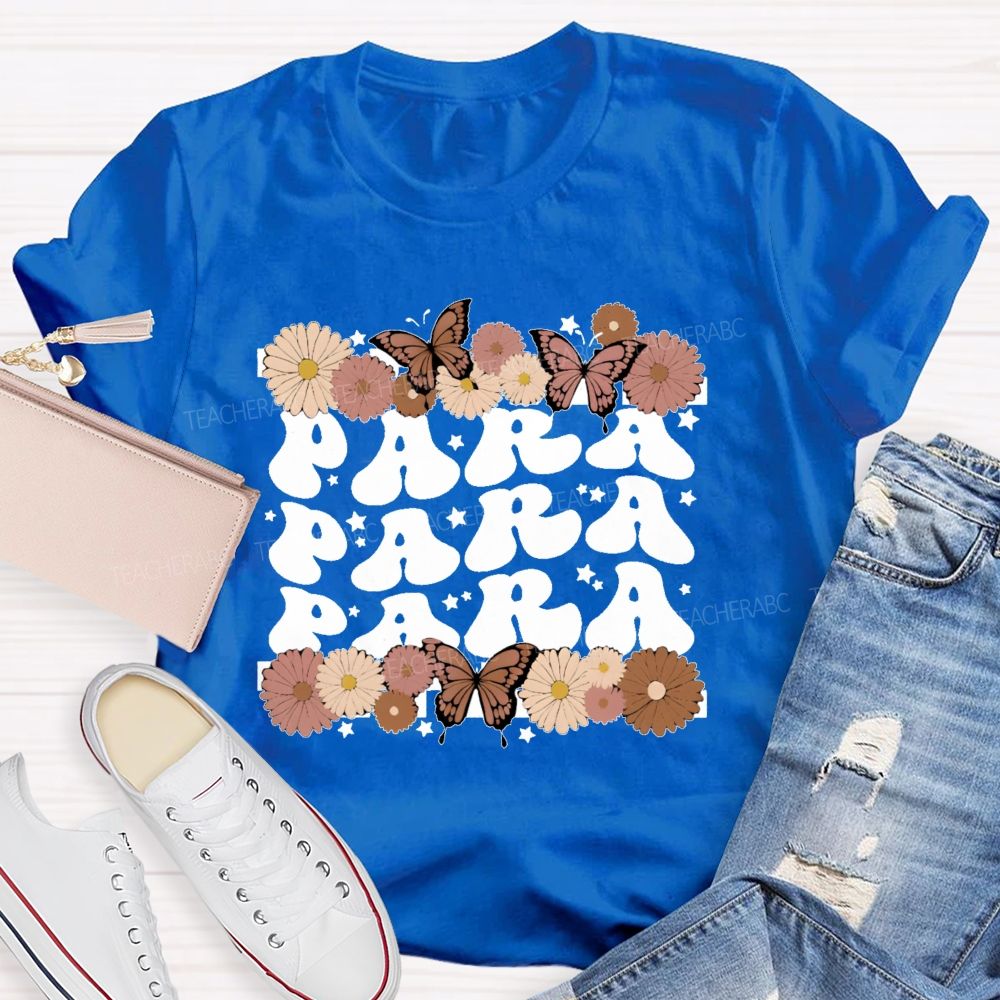 Para  Butterfly  Letters  Teacher T-shirt