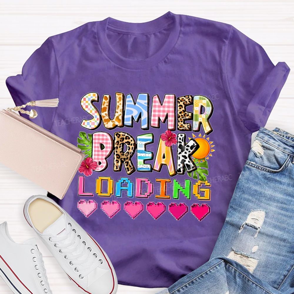 Summer Break Loading Graphic  Teacher T-shirt