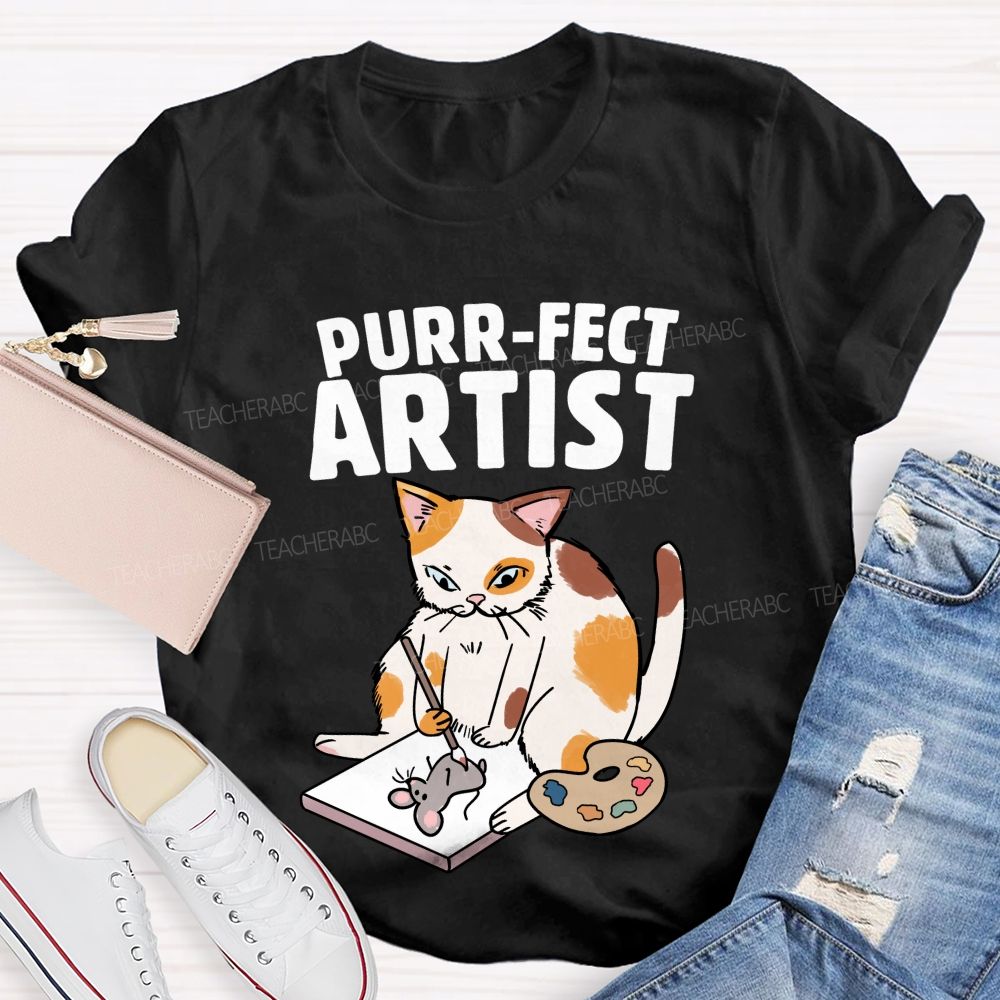Purrfect Artist Teacher T-Shirt