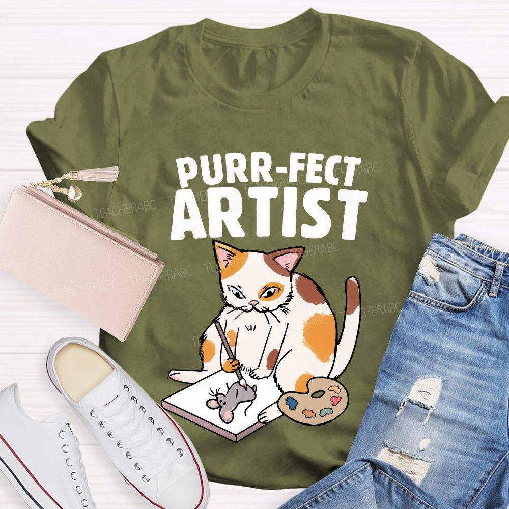 Purrfect Artist Teacher T-Shirt