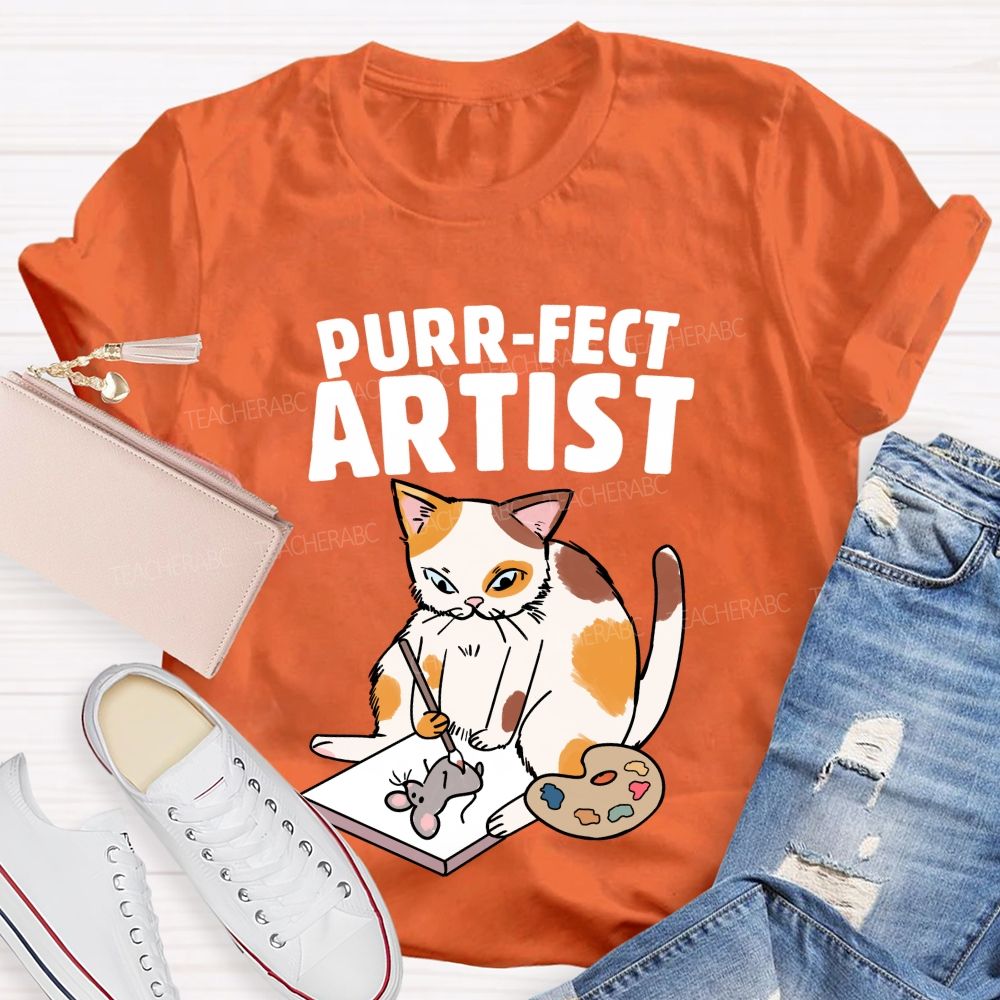 Purrfect Artist Teacher T-Shirt