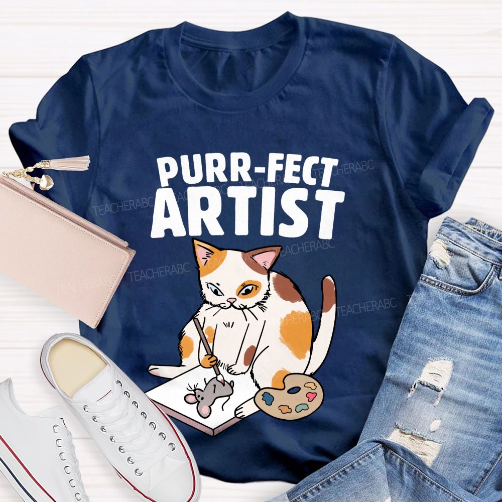 Purrfect Artist Teacher T-Shirt