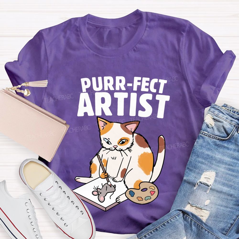 Purrfect Artist Teacher T-Shirt