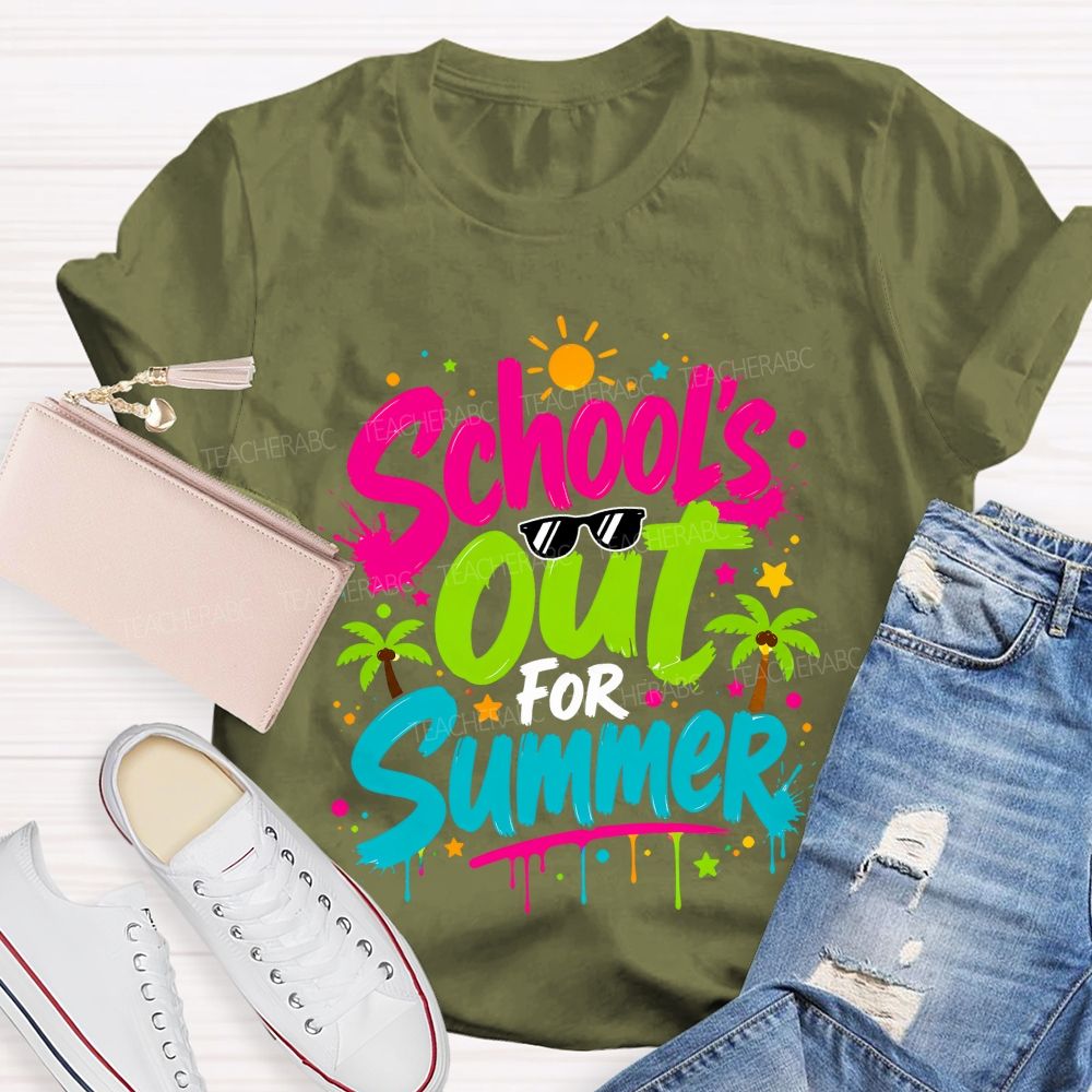 School's Out For Summer Colorful Letter Sunshine Teacher T-Shirt