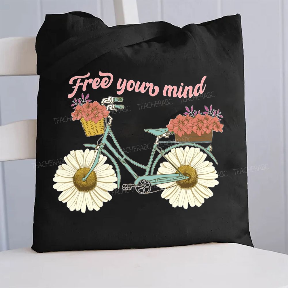 Free Your Mind And Flowers Canvas Tote Bag