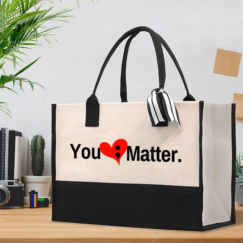 You Matter And Heart Mental Health Awareness   Cotton Tote Bag