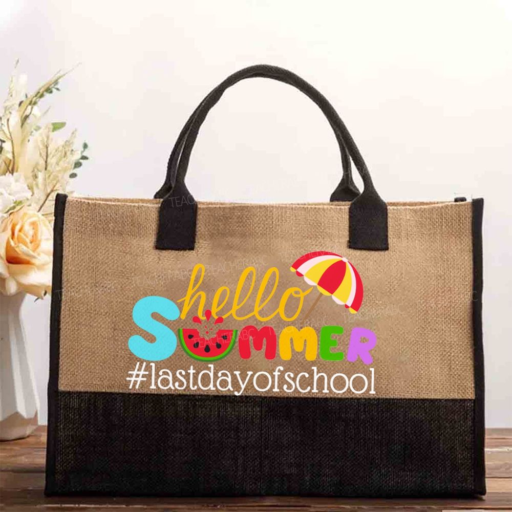 Hello Summer Happy Last Day Of School Colored Font  Cotton Tote Bag
