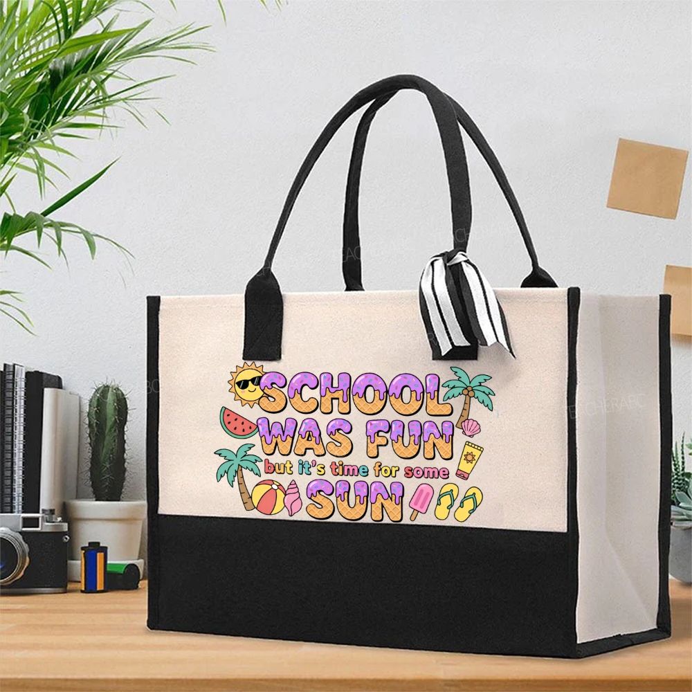 School Was Fun But It's Time For Some Sun Ice Cream  Cotton Tote Bag