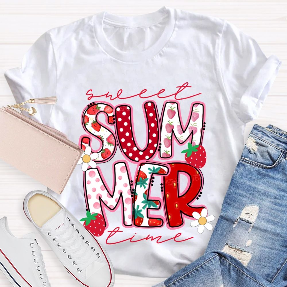 Sweet Summer Time Strawberry Teacher T-Shirt