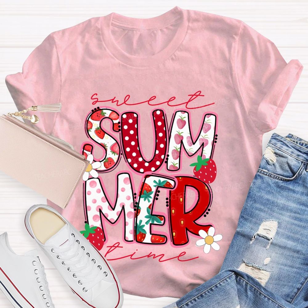 Sweet Summer Time Strawberry Teacher T-Shirt