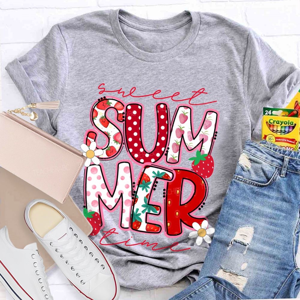 Sweet Summer Time Strawberry Teacher T-Shirt