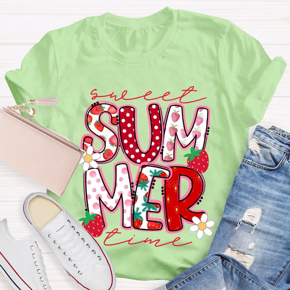 Sweet Summer Time Strawberry Teacher T-Shirt