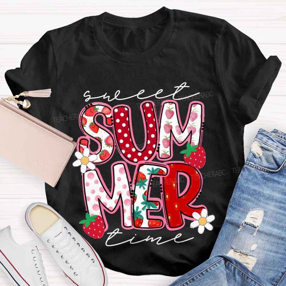 Sweet Summer Time Strawberry Teacher T-Shirt