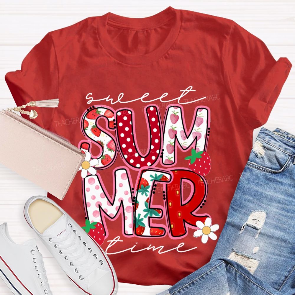 Sweet Summer Time Strawberry Teacher T-Shirt