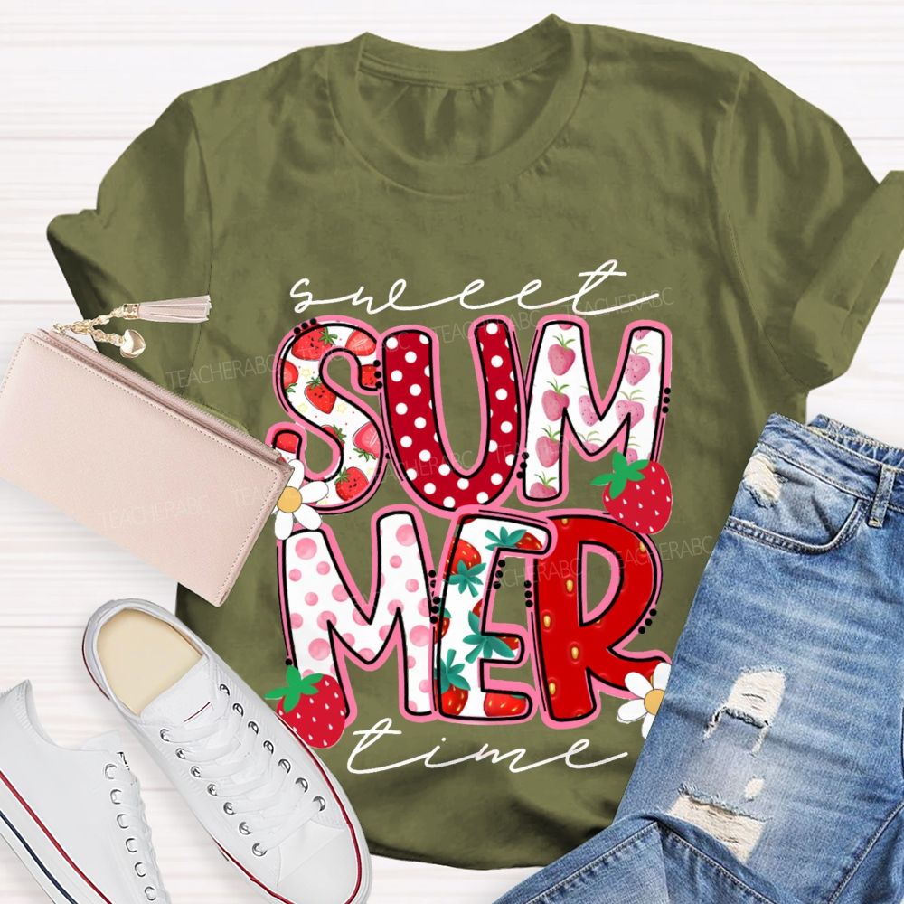 Sweet Summer Time Strawberry Teacher T-Shirt